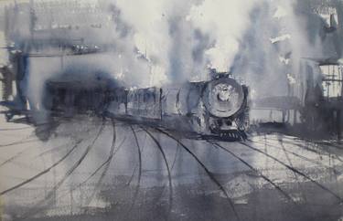 Original Train Paintings by Giorgio Gosti