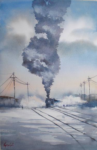 Print of Impressionism Train Paintings by Giorgio Gosti