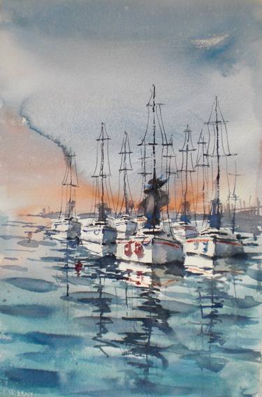 Print of Impressionism Boat Paintings by Giorgio Gosti