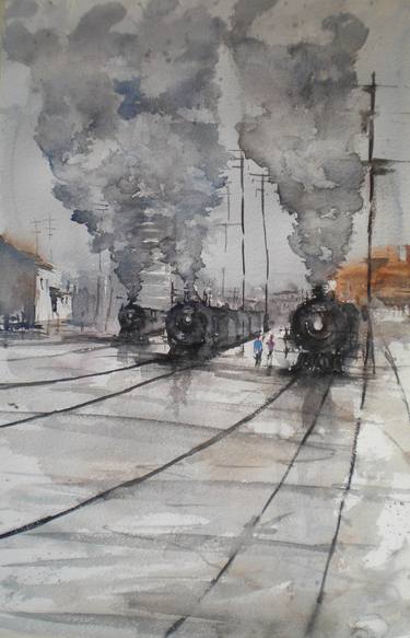 Print of Impressionism Train Paintings by Giorgio Gosti