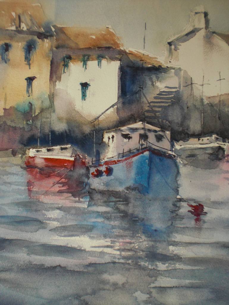 Original Impressionism Boat Painting by Giorgio Gosti