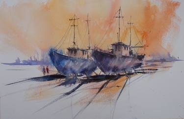 Print of Impressionism Boat Paintings by Giorgio Gosti