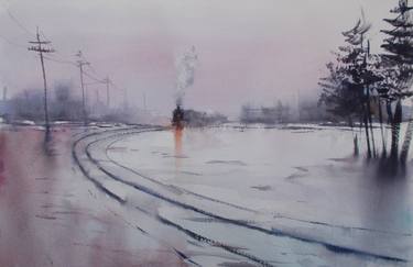 Original Impressionism Train Paintings by Giorgio Gosti