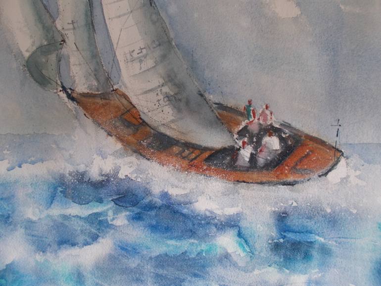 Original Impressionism Boat Painting by Giorgio Gosti
