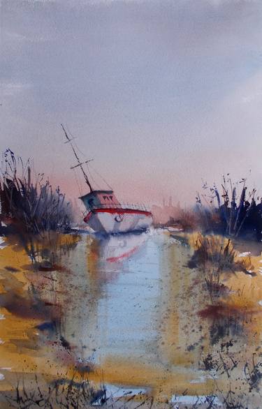 Original Impressionism Boat Paintings by Giorgio Gosti