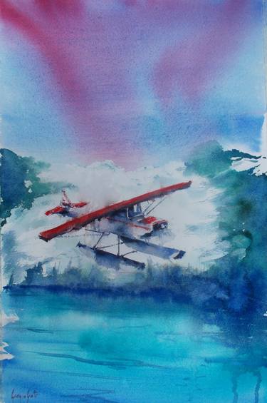Original Impressionism Airplane Paintings by Giorgio Gosti