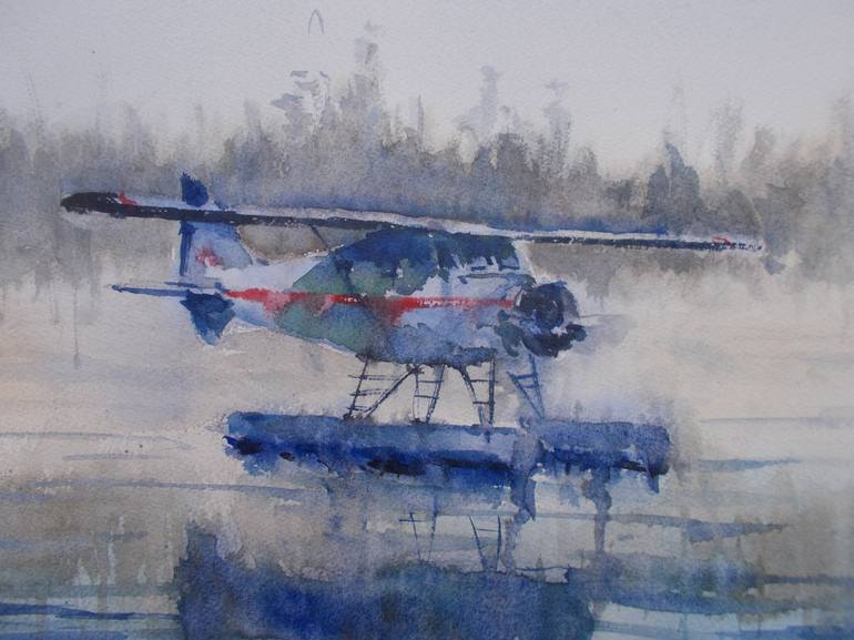 Original Impressionism Airplane Painting by Giorgio Gosti
