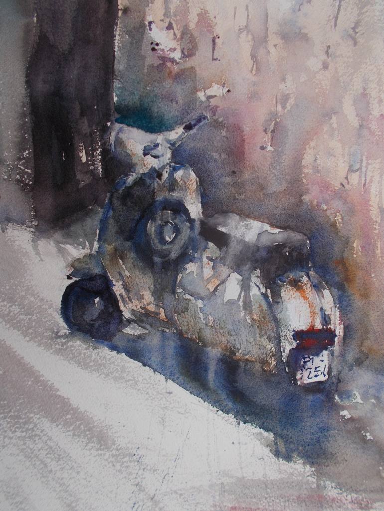 Original Impressionism Motorcycle Painting by Giorgio Gosti