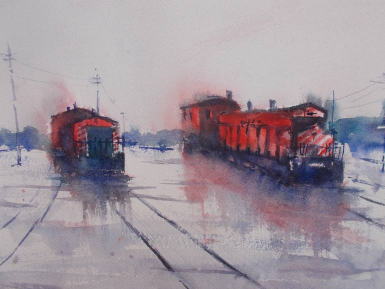 Original Impressionism Transportation Painting by Giorgio Gosti