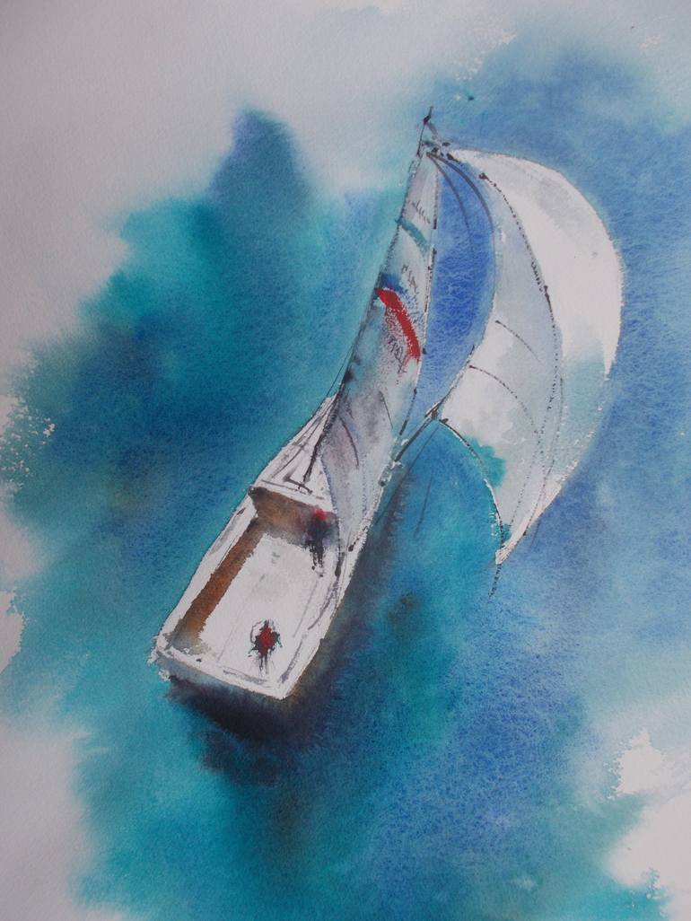 Original Impressionism Boat Painting by Giorgio Gosti