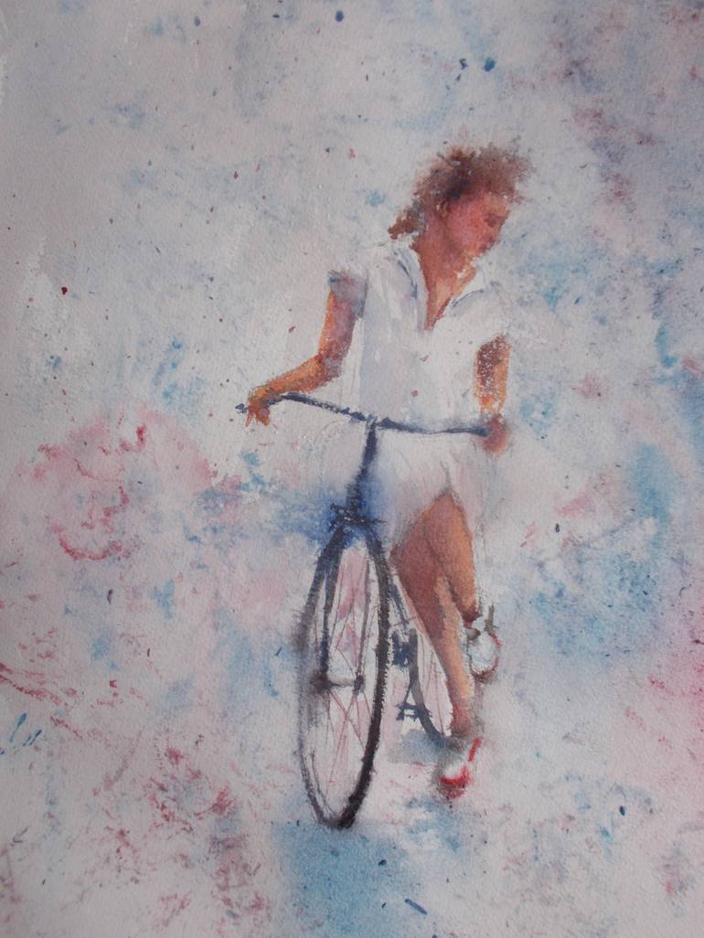 Original Impressionism Bicycle Painting by Giorgio Gosti