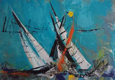 Print of Sailboat Paintings by Nelya Mihneva