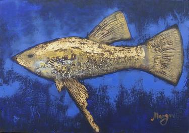 Golden Fish original artwork on canvas Fishes serie painting thumb