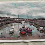 Johnshaven Harbour, Aberdeenshire Scotland (Textile Art) by Delaram Mowatt