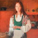 Red hair beauty in red kitchen by Delaram Mowatt