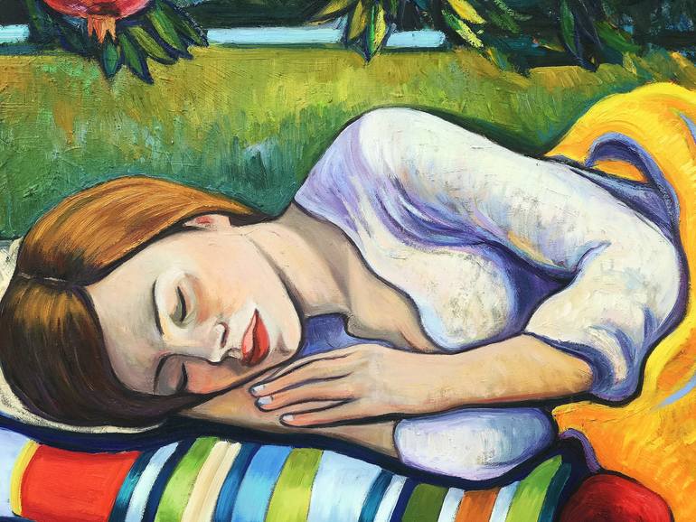 Original Impressionism Women Painting by Ellada Ismayilova