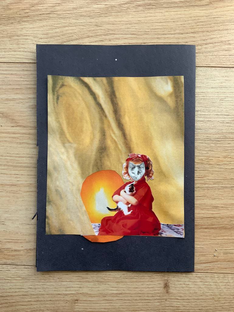 Original Surrealism Cats Collage by Meta Solar