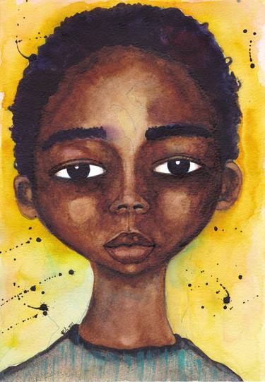 Lingering Innocence Original Watercolour by Black British Artist Stacey-Ann Cole thumb