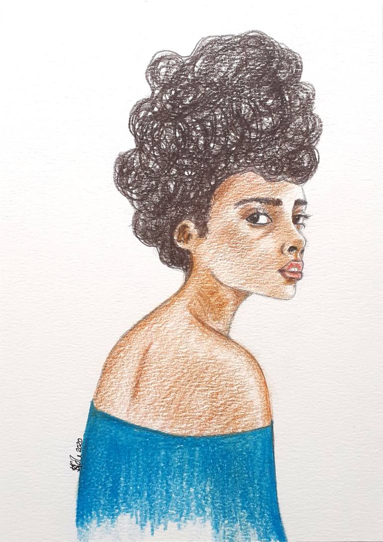 How to Draw Black Hair With Colour Pencils