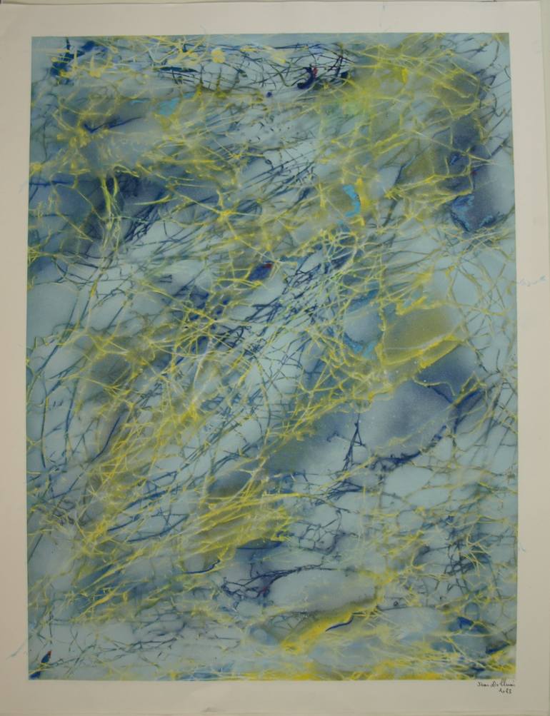Original Abstract Aerial Drawing by De Cluni Jean