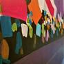 An abstract illustration of a gathering crowd at a growing protest.