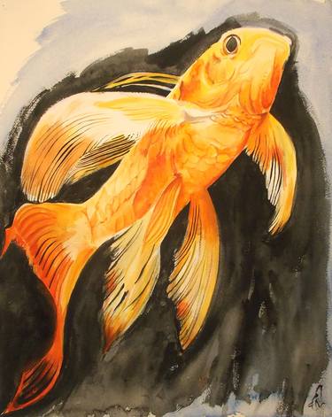 Original Expressionism Fish Paintings by Christine Sauerteig-Pilaar