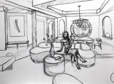 Print of Figurative Interiors Drawings by Michael Hanna