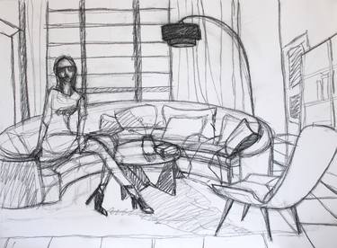 Original Contemporary Women Drawings by Michael Hanna