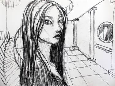 Original Contemporary Women Drawings by Michael Hanna