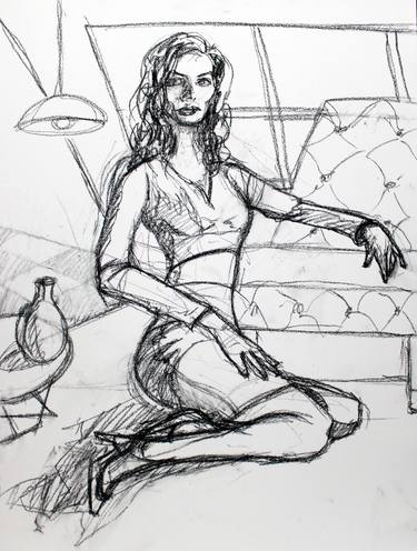 Original Contemporary Women Drawings by Michael Hanna