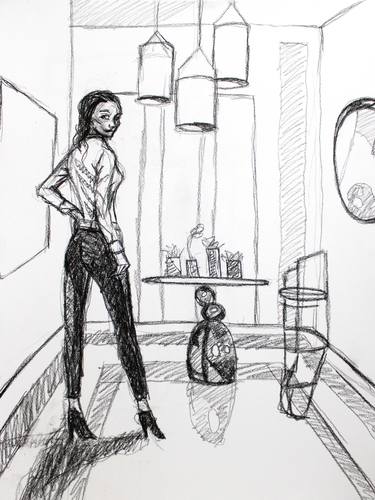 Original Contemporary Women Drawings by Michael Hanna