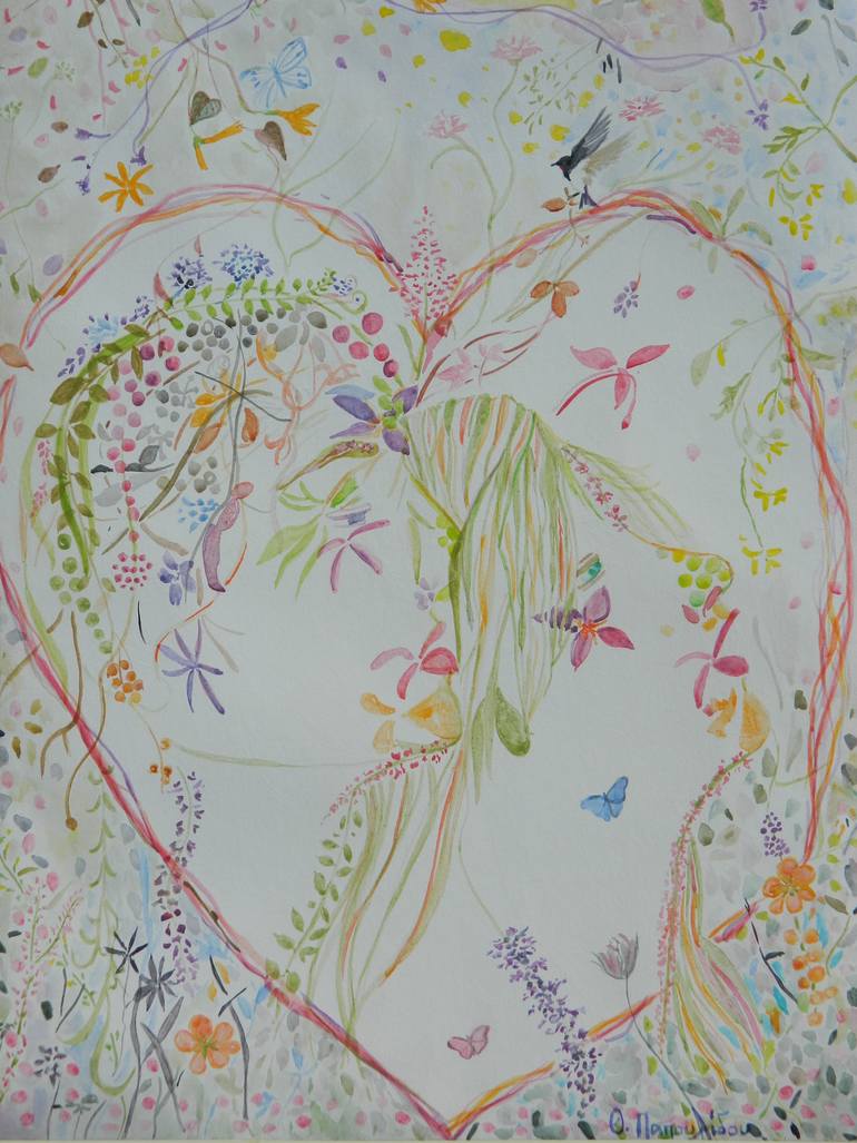 Original Figurative Love Painting by Theodora Papoulidoy