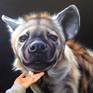 Detail of Spotted Hyena with artist's hand for scale