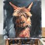 Portrait of an Alpaca looking at the viewer. Painted on gallery wrapped canvas.