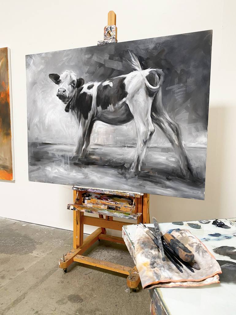 Original Fine Art Cows Painting by Aimée Hoover