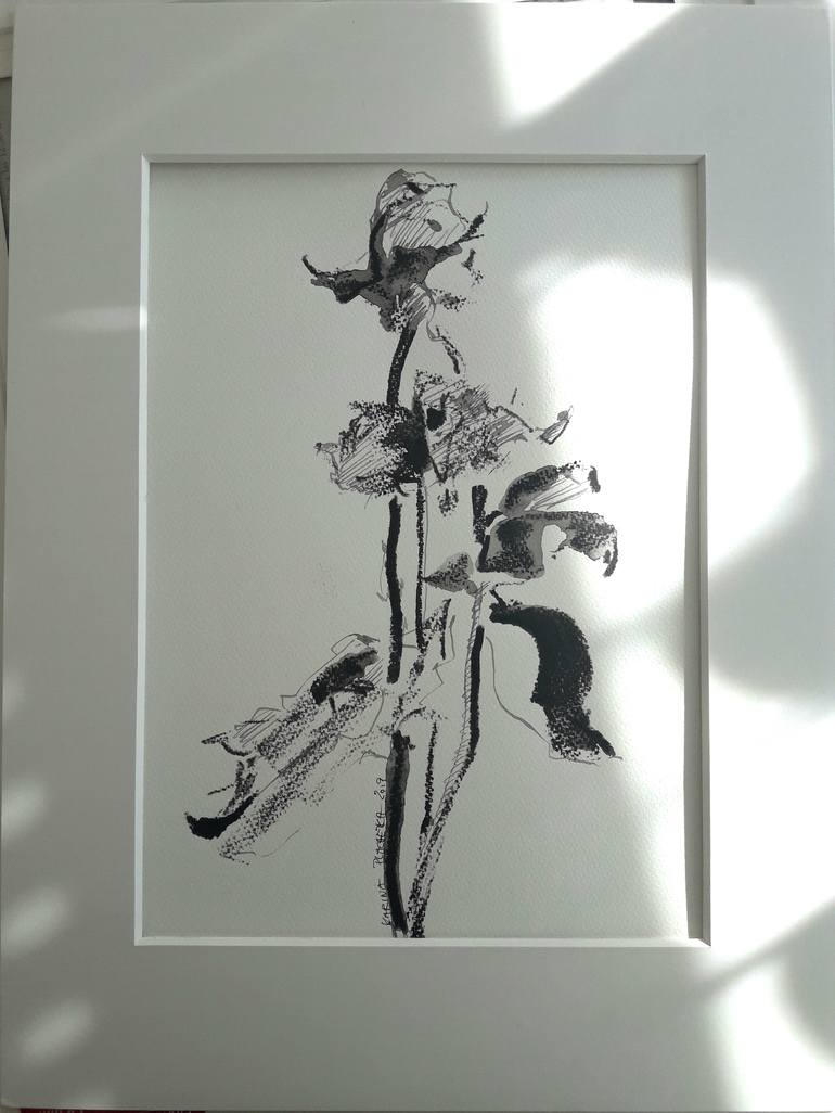 Original Abstract Floral Drawing by Karina Plachetka