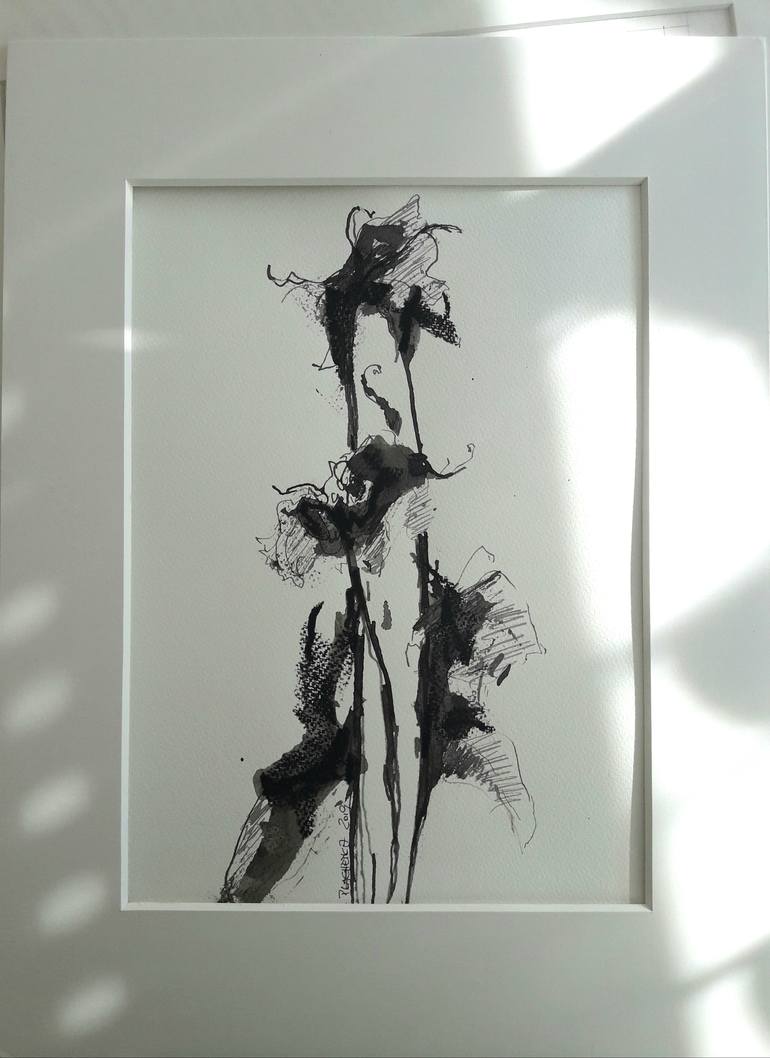 Original Abstract Floral Drawing by Karina Plachetka