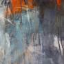 Limited time only to purchase as unstretched piece! This artwork is soon to be stretched and framed and only available through a local gallery. When displayed, it will be removed from my portfolio.
An abstract in cool blues and greys with fiery orange contrast. This painting is the first in a collection named "The Four Elements". All oil pastel and pencil marks have been sealed with a matte medium. Ready for stretching over 18 or 38 mm stretcher bars.
Thank you for viewing my work.