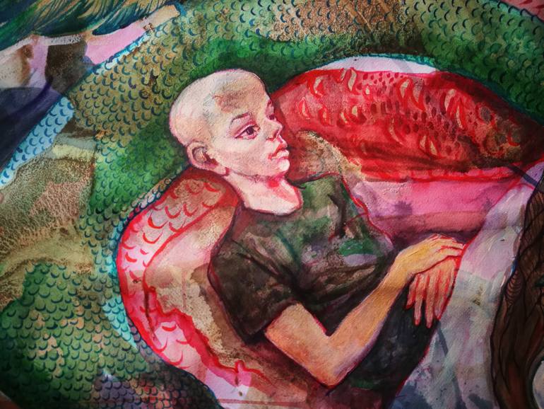 Original Symbolism Fantasy Painting by Velta Emilija Platupe