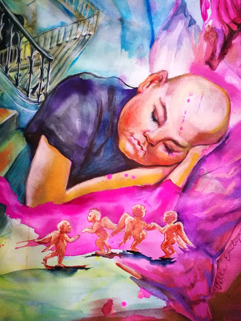 Original Contemporary Children Painting by Velta Emilija Platupe