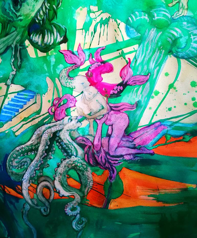 Original Expressionism Fantasy Painting by Velta Emilija Platupe