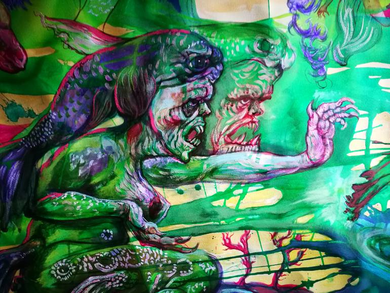 Original Expressionism Fantasy Painting by Velta Emilija Platupe