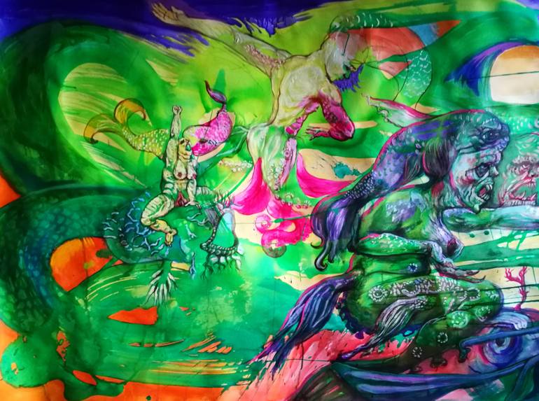Original Expressionism Fantasy Painting by Velta Emilija Platupe