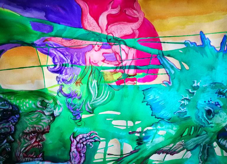 Original Expressionism Fantasy Painting by Velta Emilija Platupe