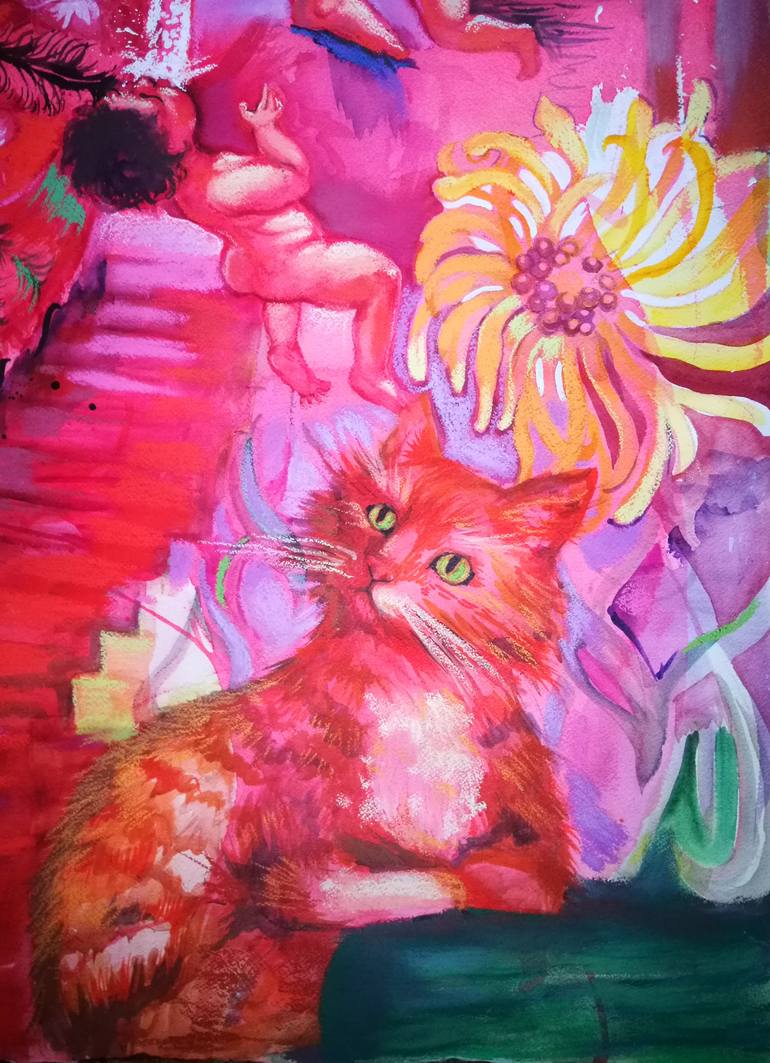 Original Surrealism Love Painting by Velta Emilija Platupe