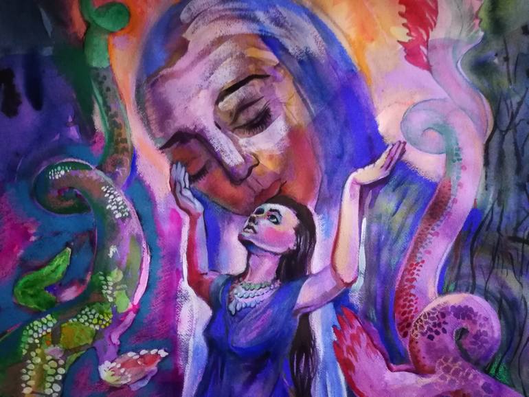 Original Figurative Fantasy Painting by Velta Emilija Platupe