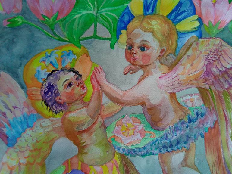 Original Figurative Children Painting by Velta Emilija Platupe