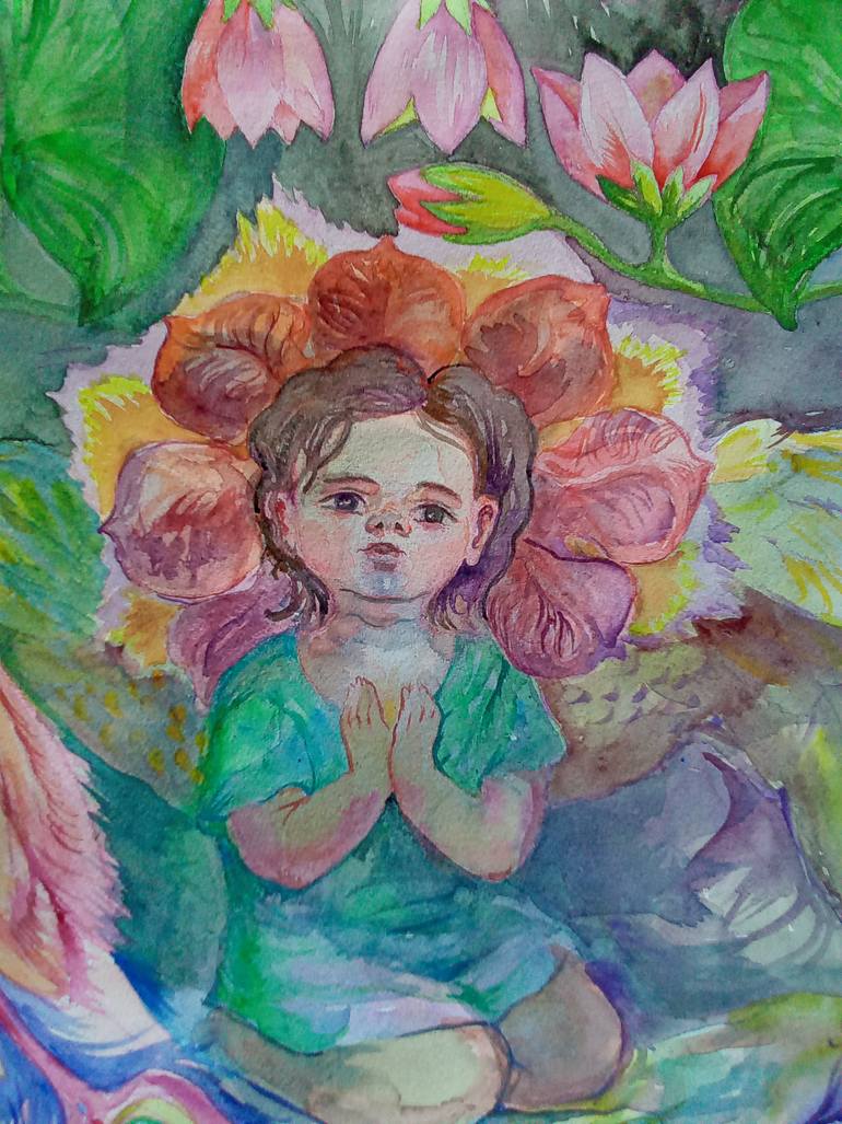 Original Figurative Children Painting by Velta Emilija Platupe