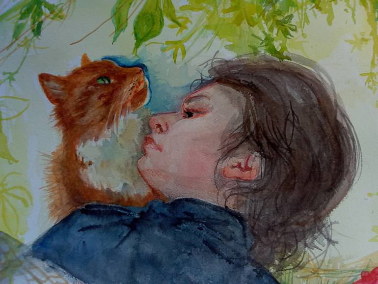 Original Figurative Children Painting by Velta Emilija Platupe