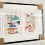 Framed! with metal and plexiglas. 2 artworks on one